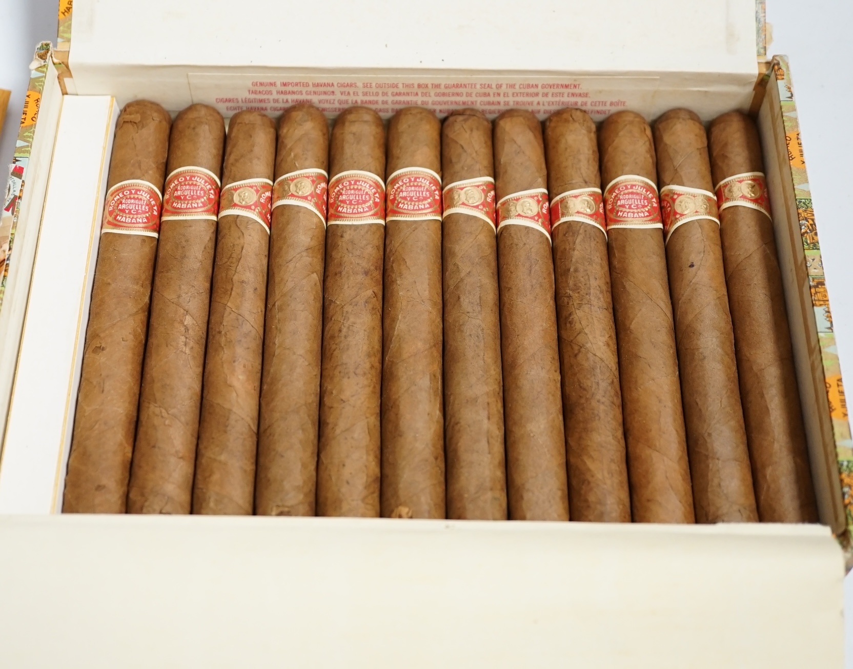 Romeo and Julieta Habana Corona cigars, twelve in total, boxed, not sealed